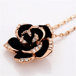 Rose Gold Flower Enamel Jewelry Set