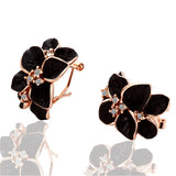 Rose Gold Flower Enamel Jewelry Set