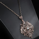 Gold Vintage Necklace Pendant Crystal Flower Jewelry