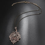 Gold Vintage Necklace Pendant Crystal Flower Jewelry