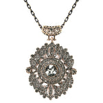 Gold Vintage Necklace Pendant Crystal Flower Jewelry