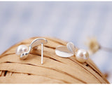 Pearl Leaf Stamp 925 Sterling Silver Jewelry Set