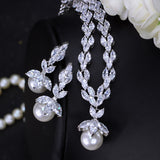 925 Sterling Silver Pearl Zircon Jewelry Set