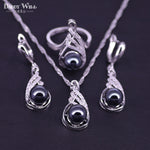 Black Pearl Silver Zircon Freshwater Jewelry Set