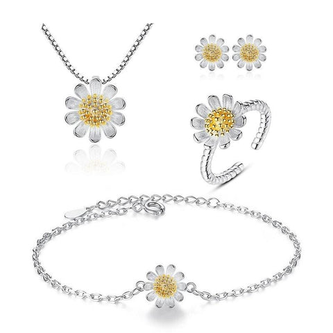 Sunflower Daisy 925 Sterling Silver Jewelry Sets