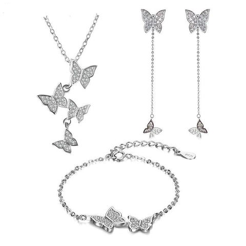 Butterfly 925 Sterling Silver Zircon Jewelry Set