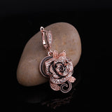 Rose Gold Crystal Pink Flower Ring Jewelry Set