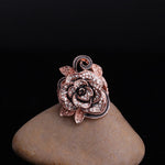 Rose Gold Crystal Pink Flower Ring Jewelry Set