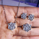 Cubic Zirconia Flower 925 Silver Jewelry Set