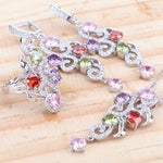 Multicolored Cubic Zirconia Bridal Jewelry Set Silver 925