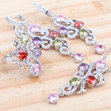 Multicolored Cubic Zirconia Bridal Jewelry Set Silver 925