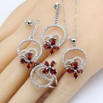 Red Garnet 925 Silver Stamped Jewelry Set