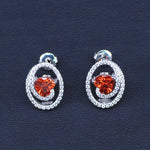 Red Garnet White Zircon Jewelry Set