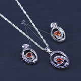 Red Garnet White Zircon Jewelry Set