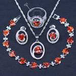 Red Garnet White Zircon Jewelry Set