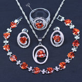 Red Garnet White Zircon Jewelry Set