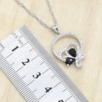 Black Silver Zircon 925 Jewelry Set