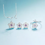 Purple Cherry Blossoms Flower 925 Sterling Jewelry Set