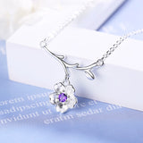 Purple Cherry Blossoms Flower 925 Sterling Jewelry Set