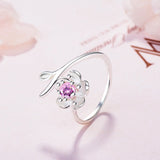 Pink Cherry Blossoms Flower 925 Sterling Jewelry Set