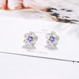 Purple Cherry Blossoms Flower 925 Sterling Jewelry Set