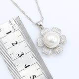 White Pearl Silver Zircon Jewelry Set