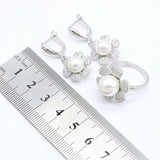 White Pearl Silver Zircon Jewelry Set