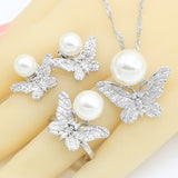 Butterfly White Pearl Jewelry Set