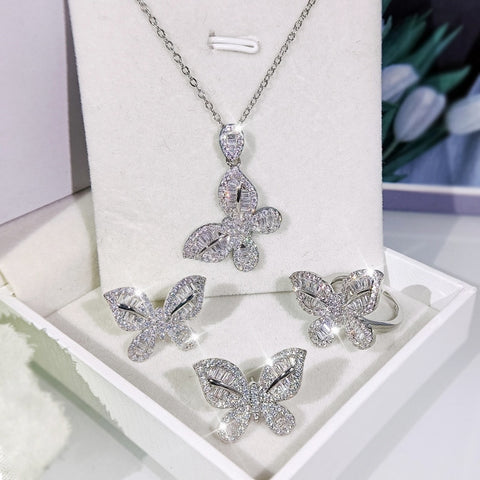 Silver Butterfly 925 Sterling Jewelry Set