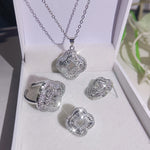 Silver Square Shaped Zirconia Jewelry Set