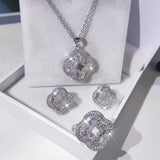 Silver Square Shaped Zirconia Jewelry Set