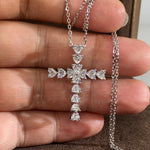 925 Sterling Silver Zirconia Cross Crystal Pendant Necklace