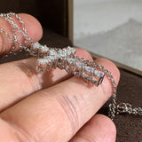 925 Sterling Silver Zirconia Cross Crystal Pendant Necklace