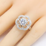 White Flower Zircon 925 Silver Jewelry Set