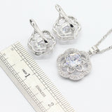 White Flower Zircon 925 Silver Jewelry Set