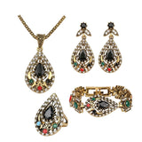 Crystal Vintage Antique Gold Crystal Jewelry Set